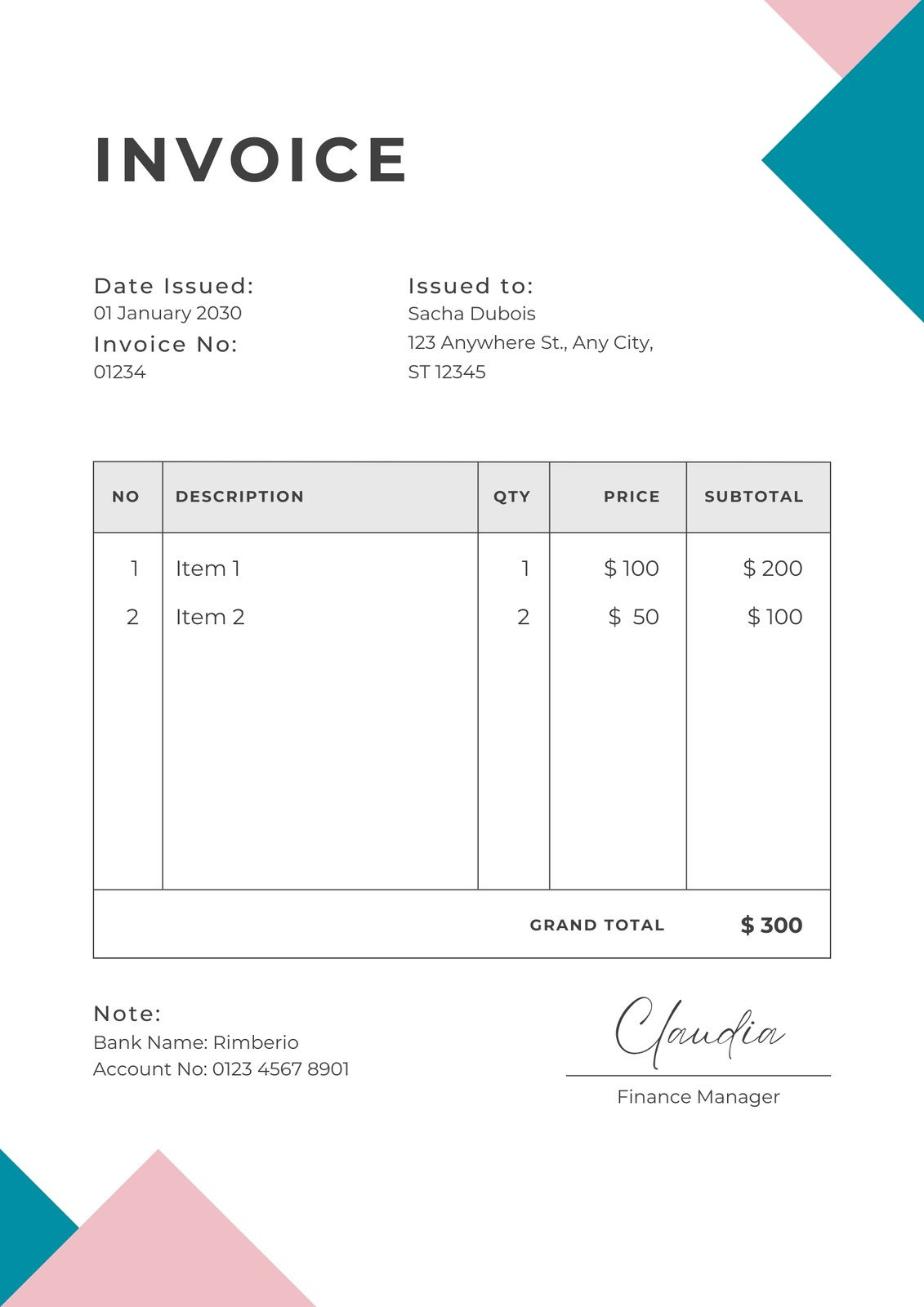 Free Printable Business Invoices