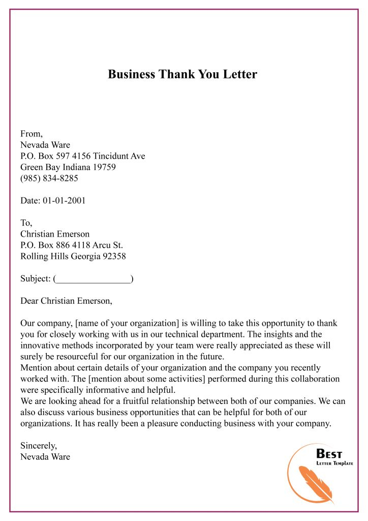 Business Letter Template Word Doc - Business Letter Format