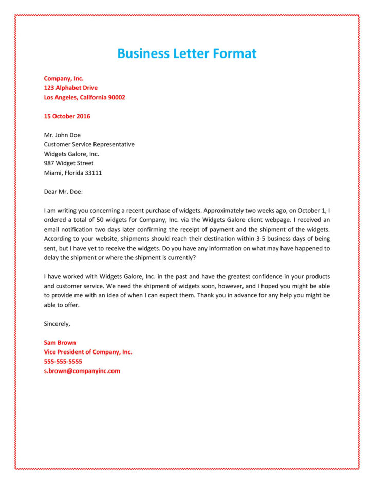 Format For Writing Business Letters