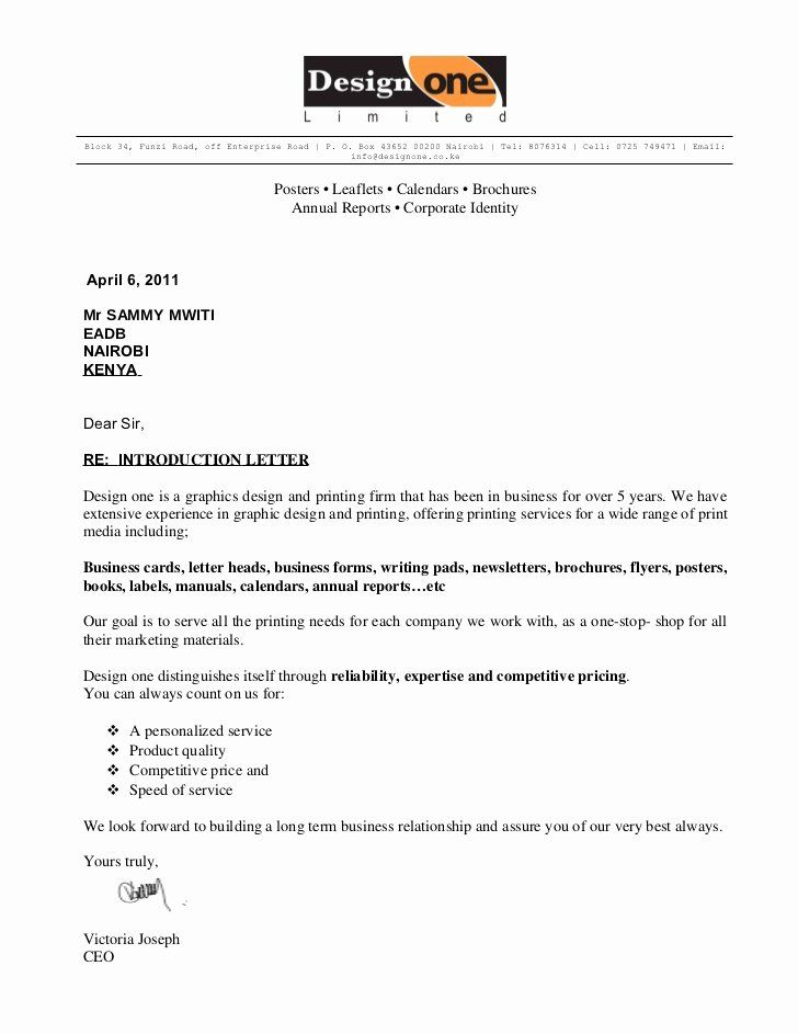 Business Introduction Letter Template Inspirational Design 