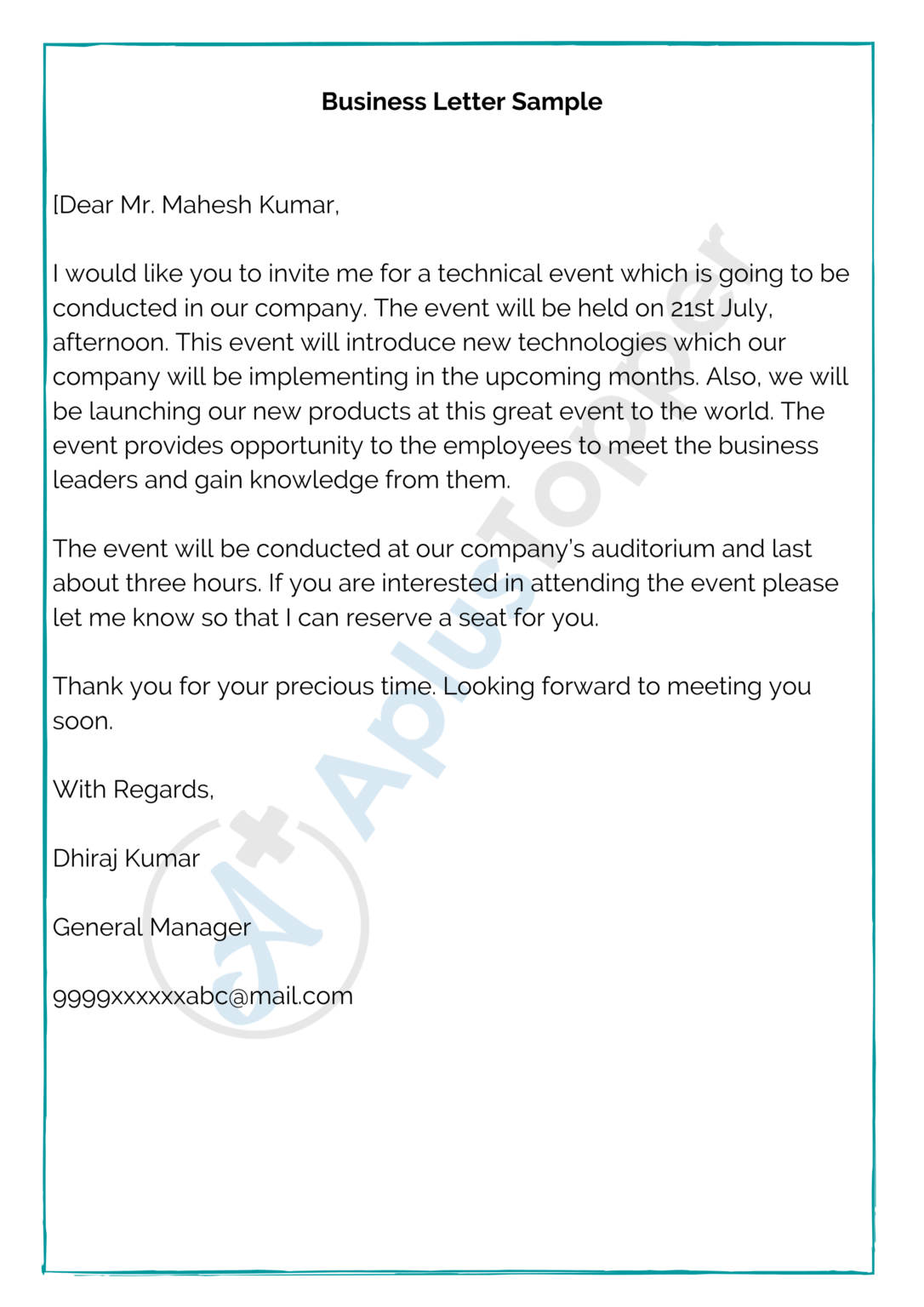 how to write a business email letter