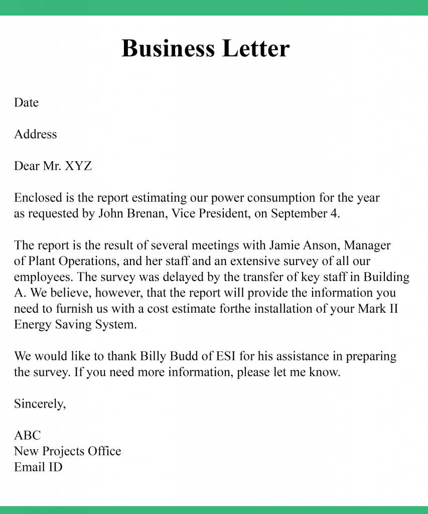Business Letter Template Business Letter