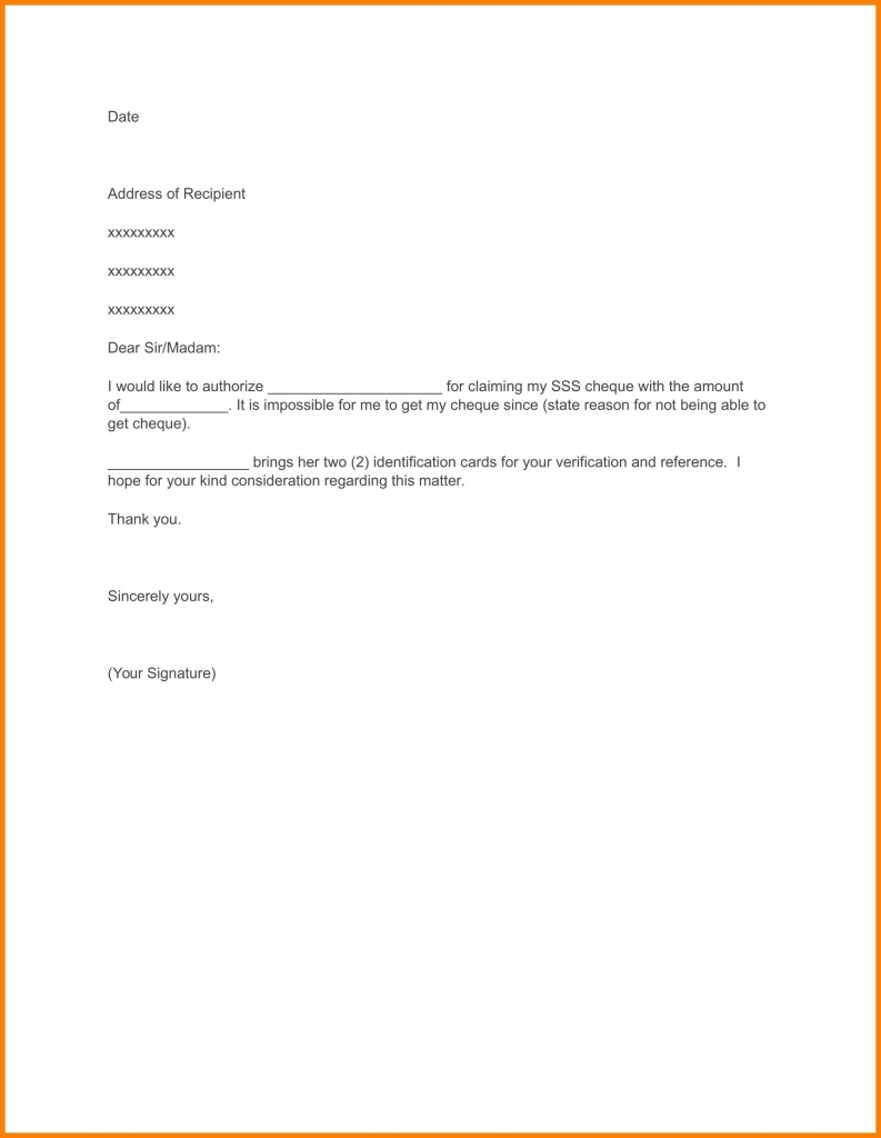 Example Of Authorization Letter Template Business Format