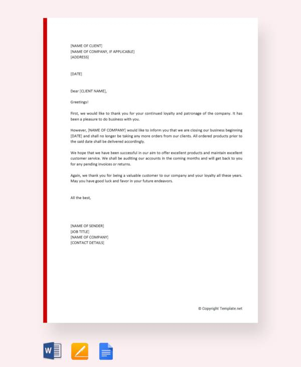 FREE 11 Sample Closing Business Letter Templates In PDF 