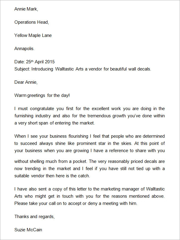 Sample Introduction Letter For Business