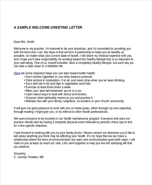 FREE 5 Sample Greeting Letter Templates In MS Word PDF
