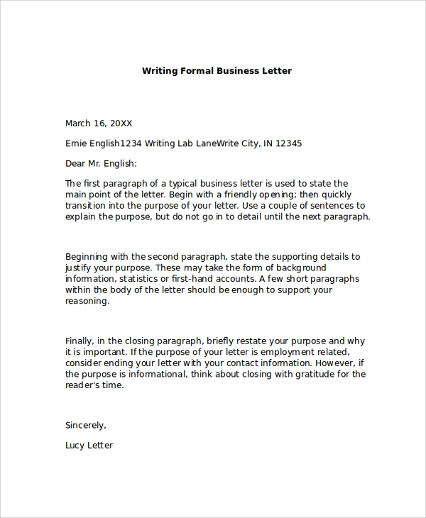 FREE 7 Formal Business Letter Formats In PDF MS Word
