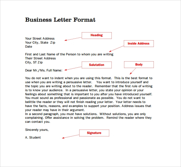 free 7 sample standard business letter formats in pdf 1