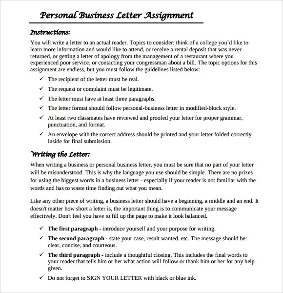 FREE 9 Sample Personal Business Letter Templates In PDF 
