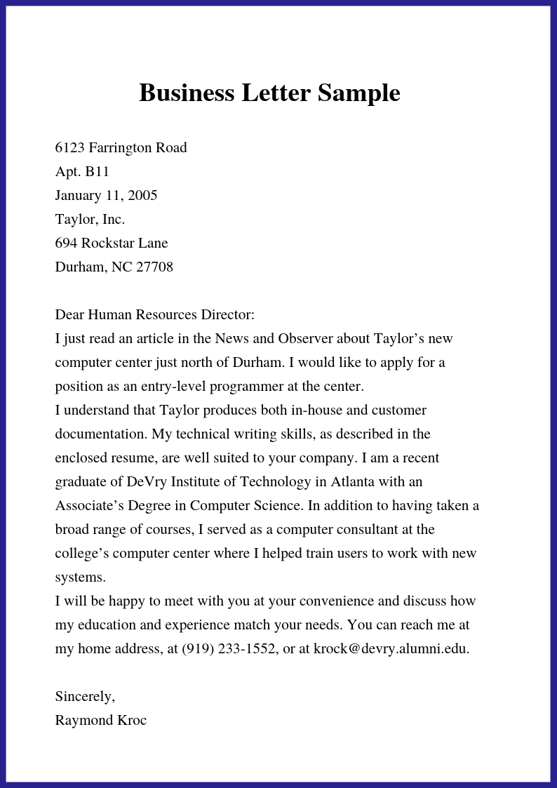 Free Business Letter Template In Word Doc PDF Format