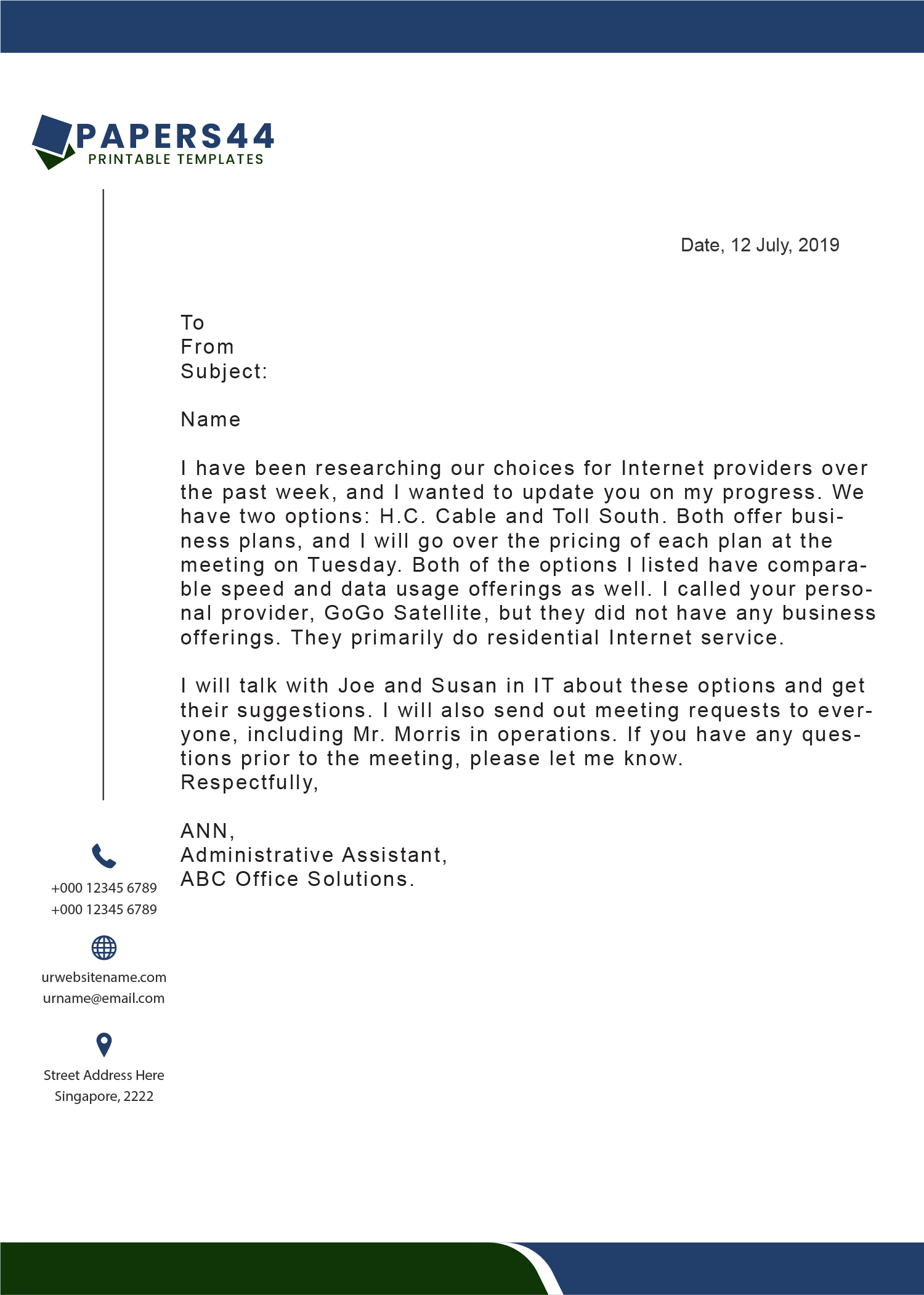 Professional Business Letter Templates