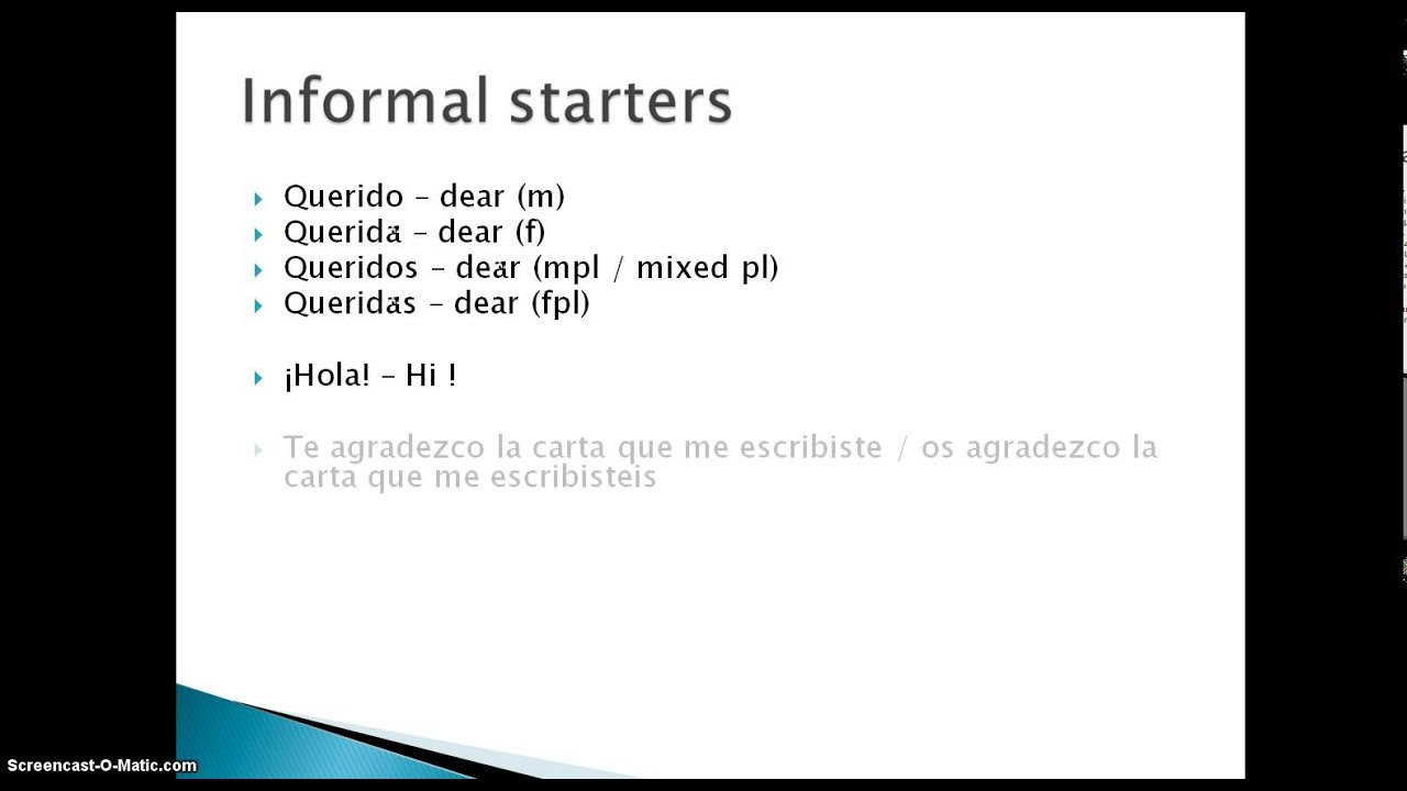 Spanish Letter Writing Formal And Informal Forms YouTube