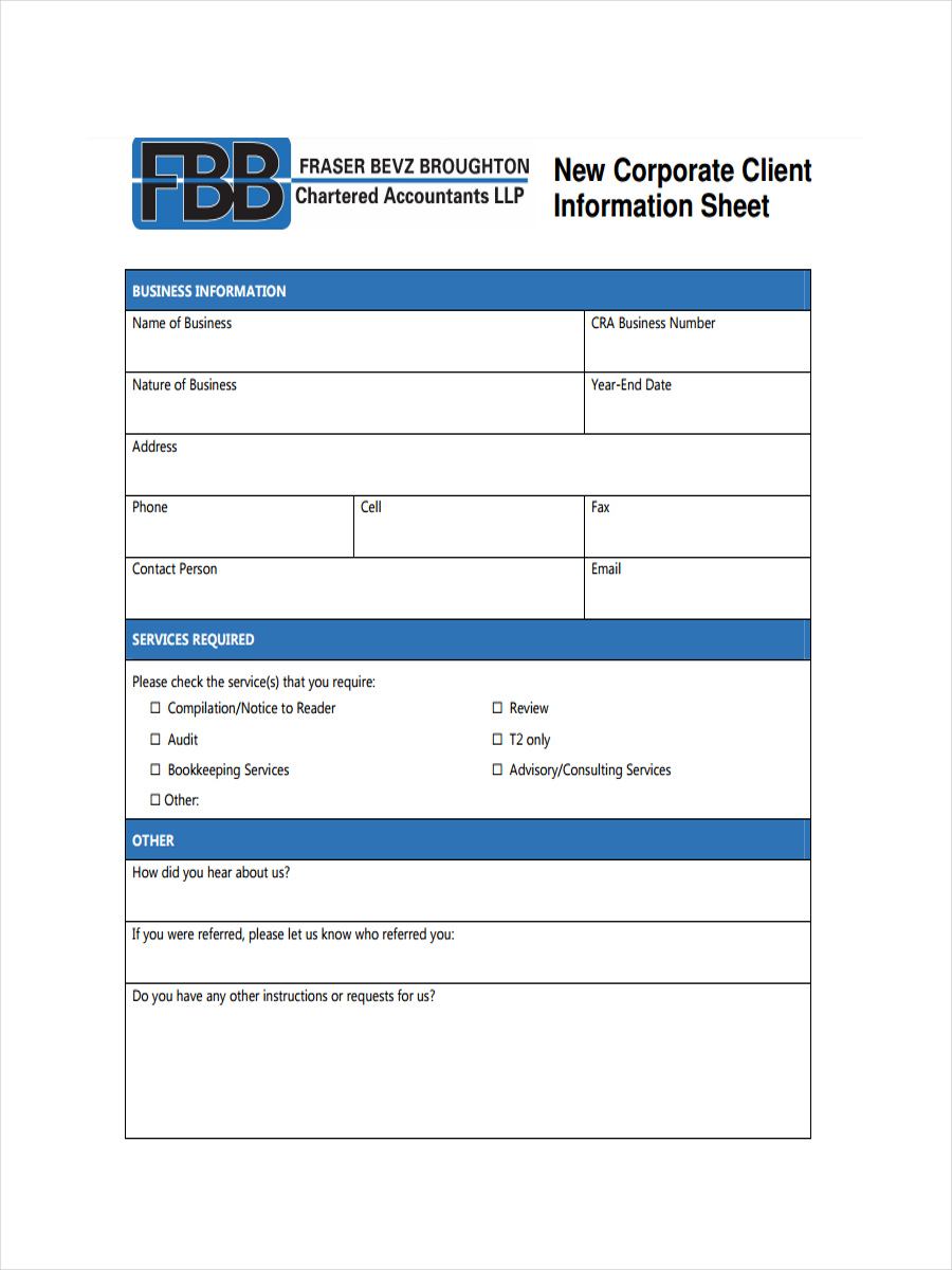 16 Client Inion Sheet Examples To Download