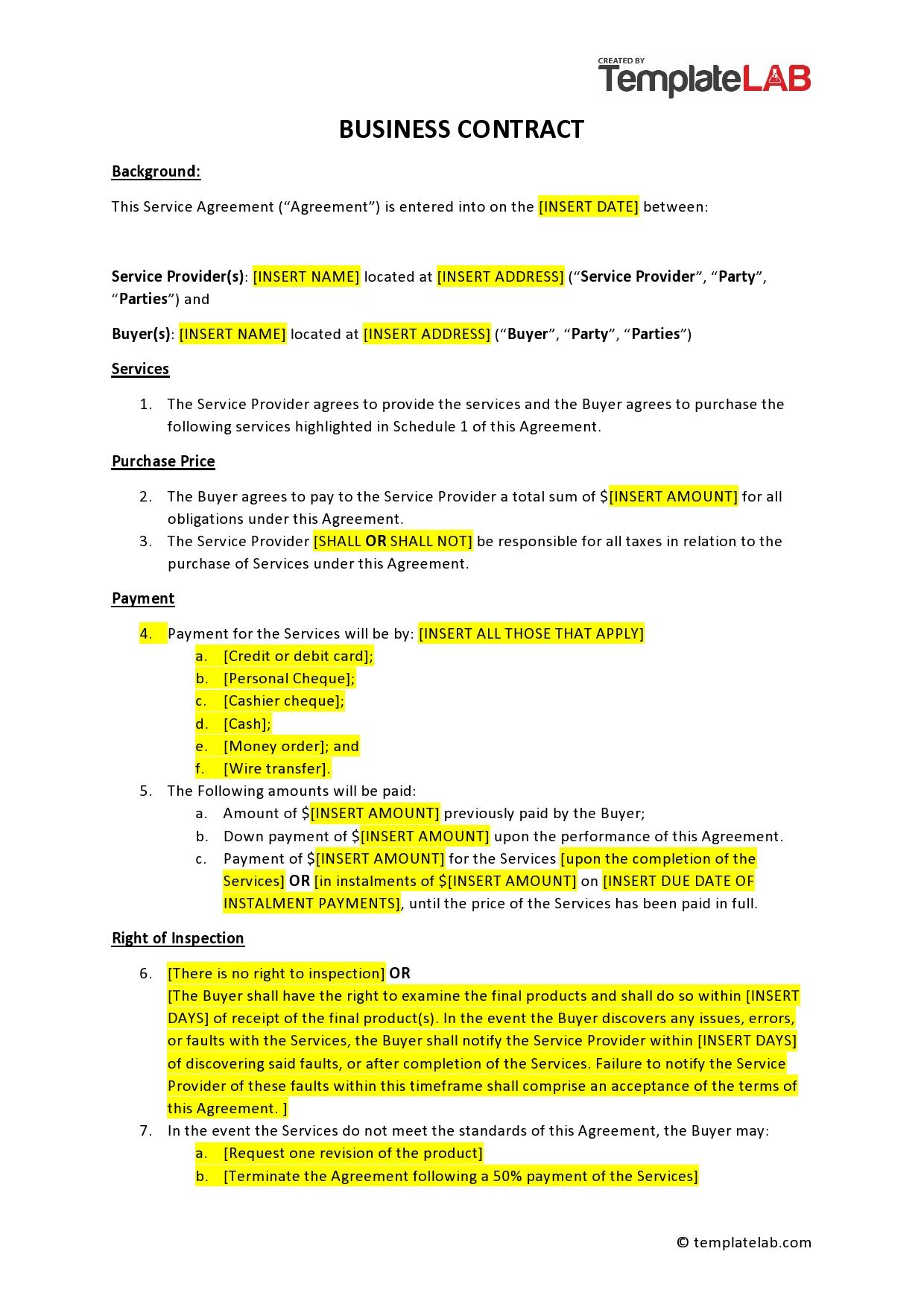40 Free Business Contract Templates Agreement Examples 