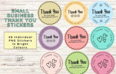 40 Round Printable Small Business Thank You Stickers