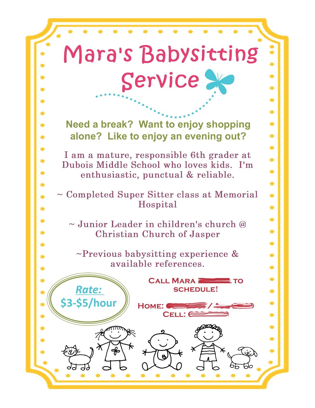 Babysitting Business Cards Printable