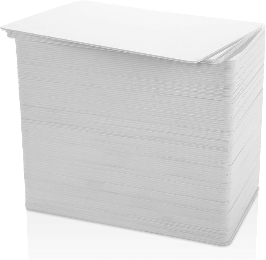 AHUNTTER 150 Pieces High Quality Blank PVC Cards 0 76mm Thick Blank Plastic Business Cards Printable Credit Card ID Cards Compatible With Desktop Card Printers 760 Micron CR80 Amazon de Stationery Office Supplies