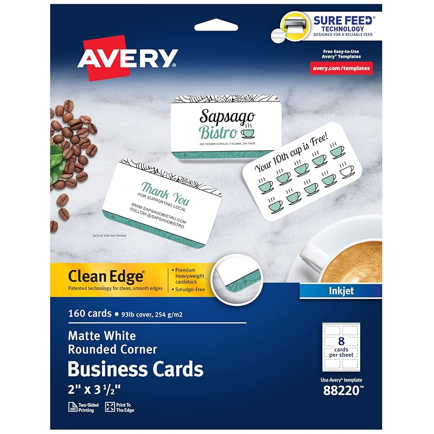 Clean Edge Printable Business Cards