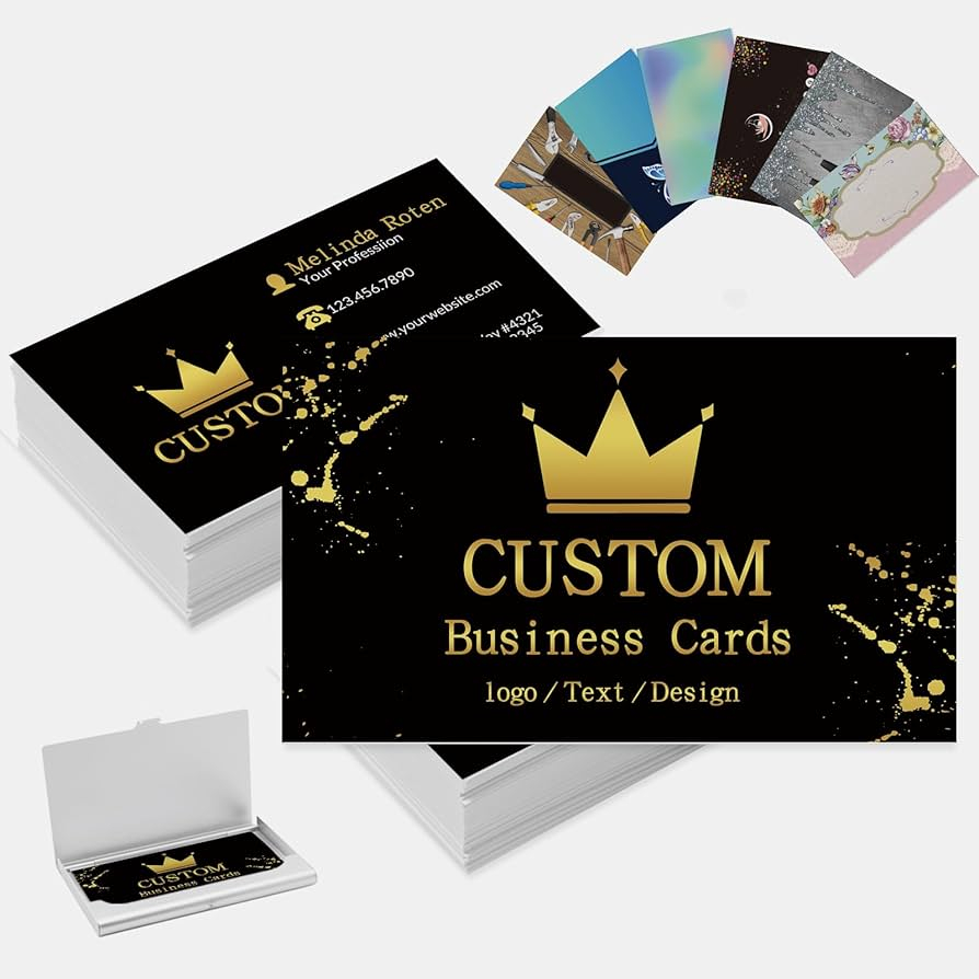 Amazon Custom Business Cards Customized With Logo Photo Personalized Business Card Customizable 1000 500 200 100 Double Sided Printable Waterproof For Small Business Office Products
