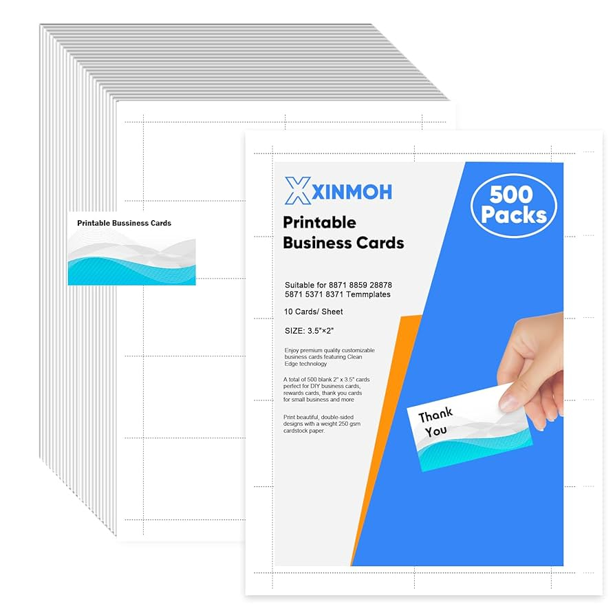 Amazon Thick Business Cards 500 Printable Business Card 3 5 X 2 Business Card Paper Compatible With Laser Inkjet Printer Double sided Printing Heavyweight Matte White Paper 10 Cards Sheet Office Products