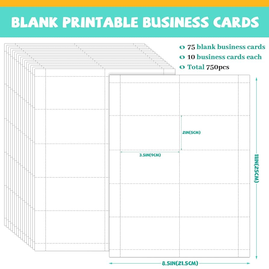 Amazon VOKOY 750 Piece Blank Printable Business Cards Inkjet And Laser Printable White Card Stock Double Side Small Note Customized Business Card 10 Cards Sheet 2 X 3 5 Office Products