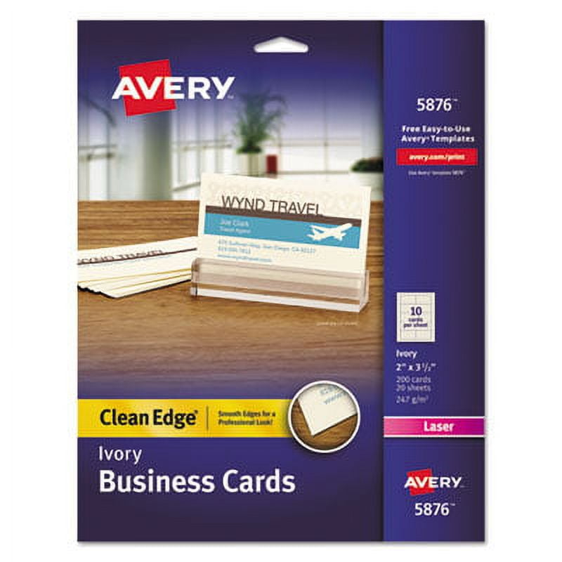 Avery 5876 Two Side Printable Clean Edge Business Cards Laser 2 X 3 1 2 Ivory 200 Pack Walmart