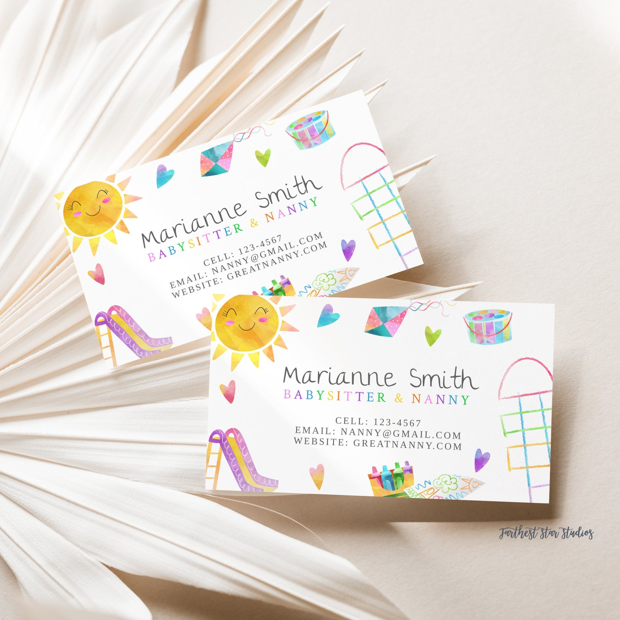 Babysitter Business Cards Playground Summer Play Date Card Printable Babysitter Card Play Date Business Card Keep In Touch Contact Card Etsy