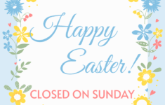 Blue And Yellow Flowers Easter Closed Sign Template Square Signs