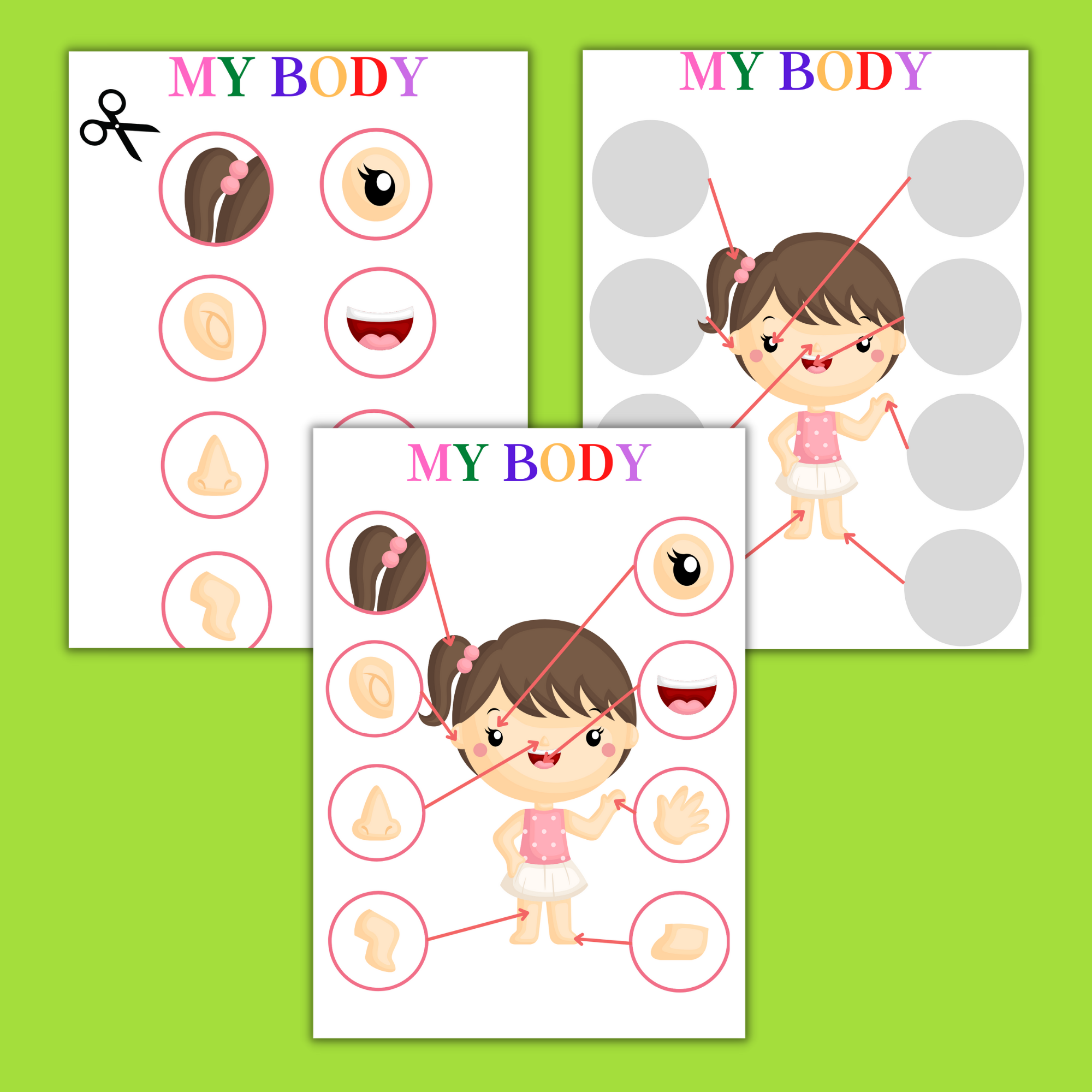 Body Parts Matching Activity Printable Toddler Busy Book Pages Learning Binder Activity Pages Made By Teachers