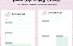 Book Summary Page Reading Summary Book Club Resource Printable Planner Inserts Etsy