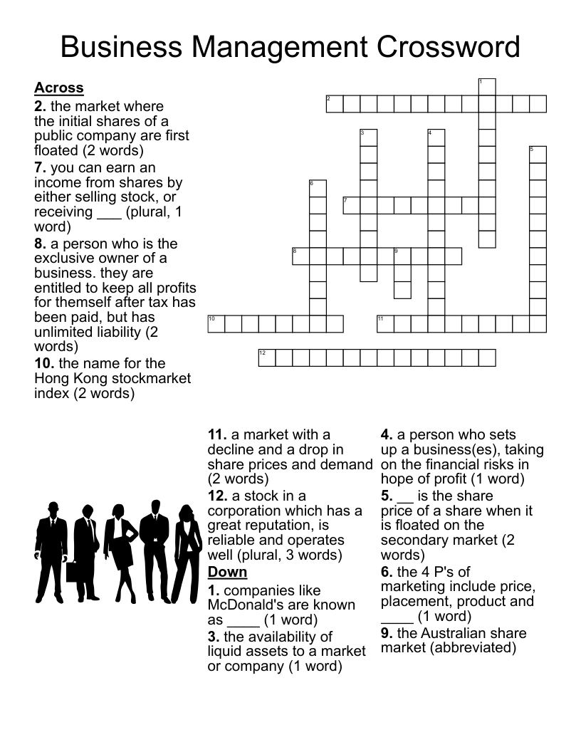 Business Crossword Puzzles with Answers Printable