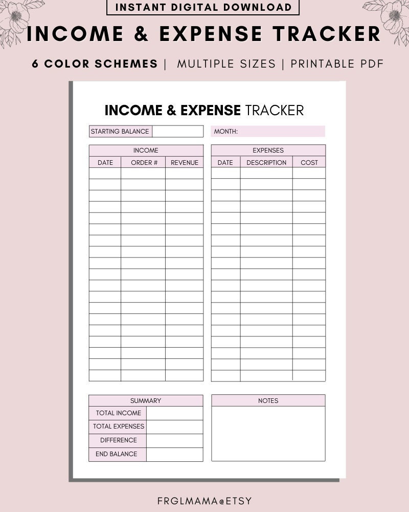 Business Expense Tracker Small Business Income Expense Tracker Small Business Organizer Budget Overview Business Budget A4 A5 LETTER Etsy