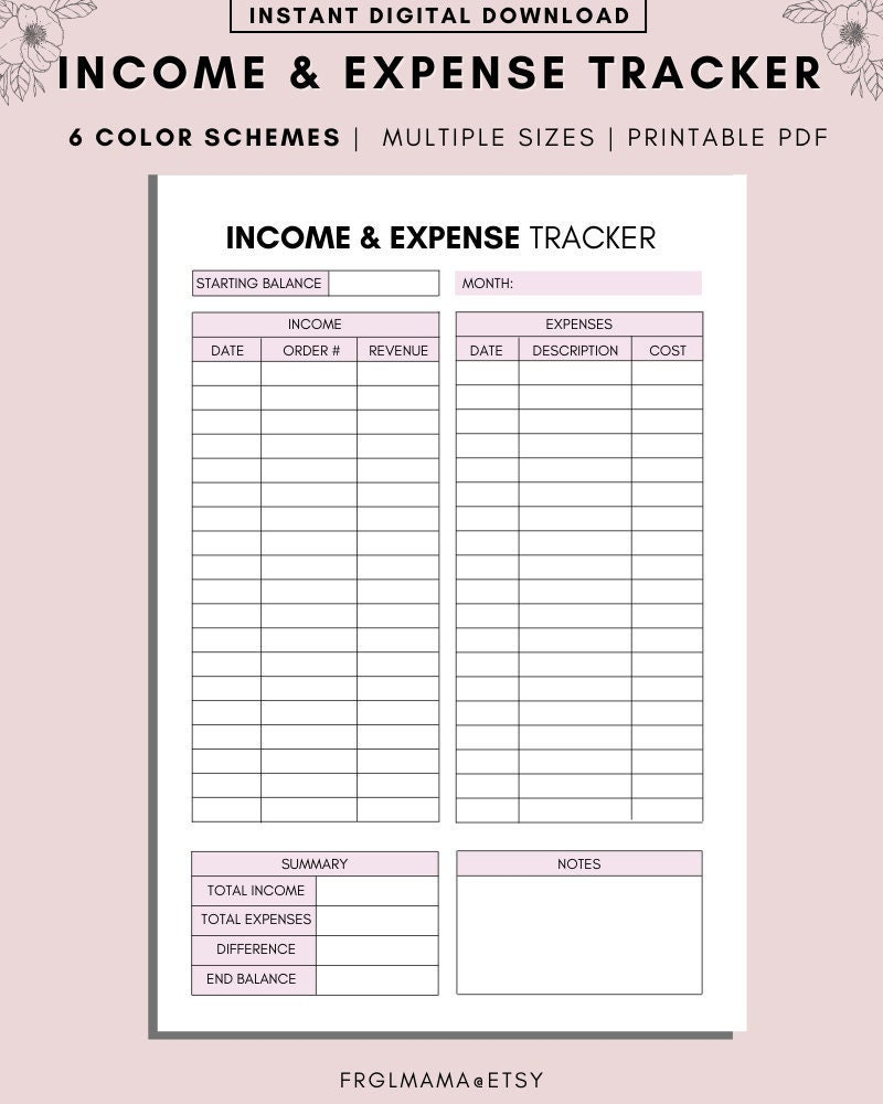 Business Expense Tracker Small Business Income Expense Tracker Small Business Organizer Budget Overview Business Budget A4 A5 LETTER Etsy