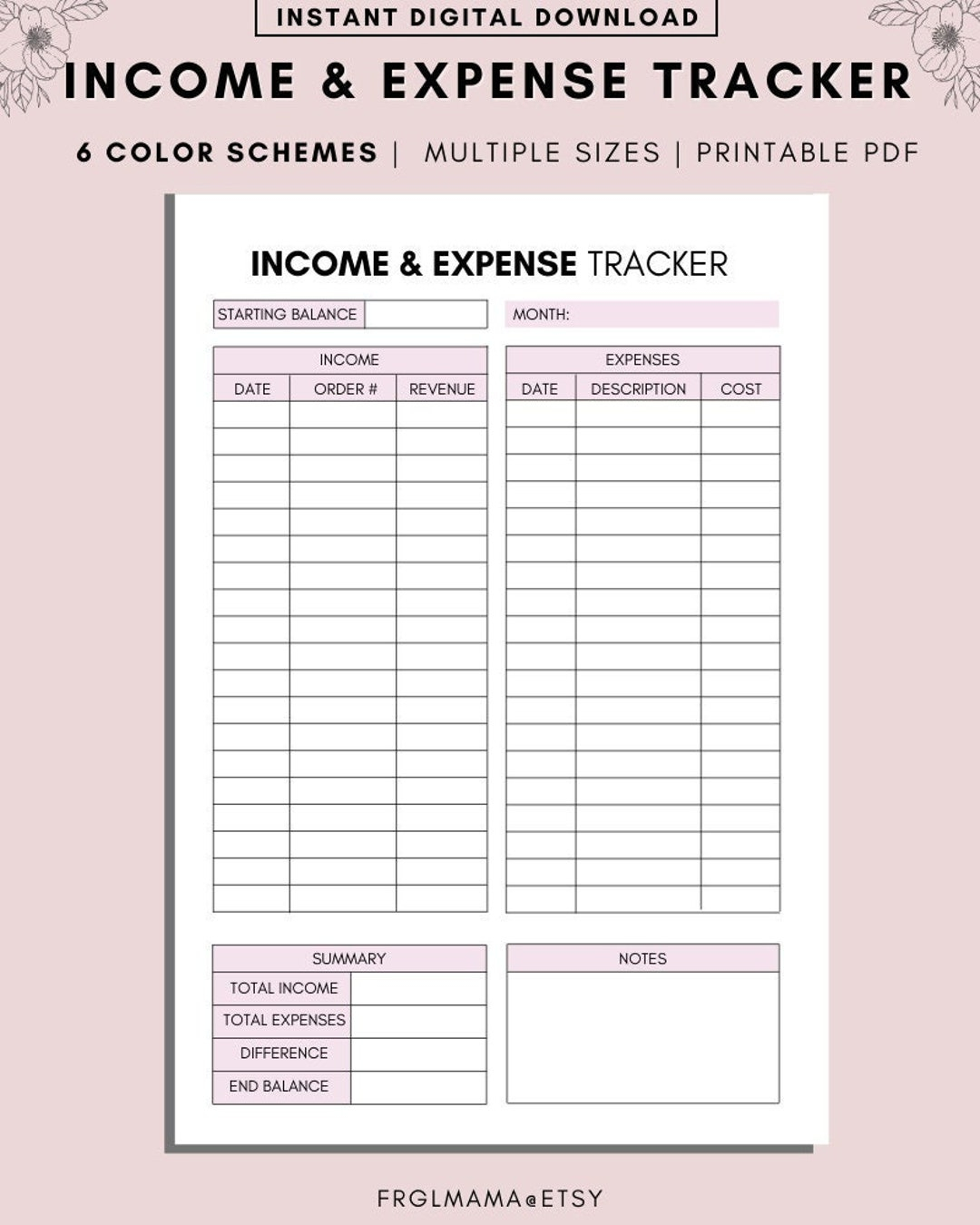 Business Expense Tracker Small Business Income Expense Tracker Small Business Organizer Budget Overview Business Budget A4 A5 LETTER Etsy