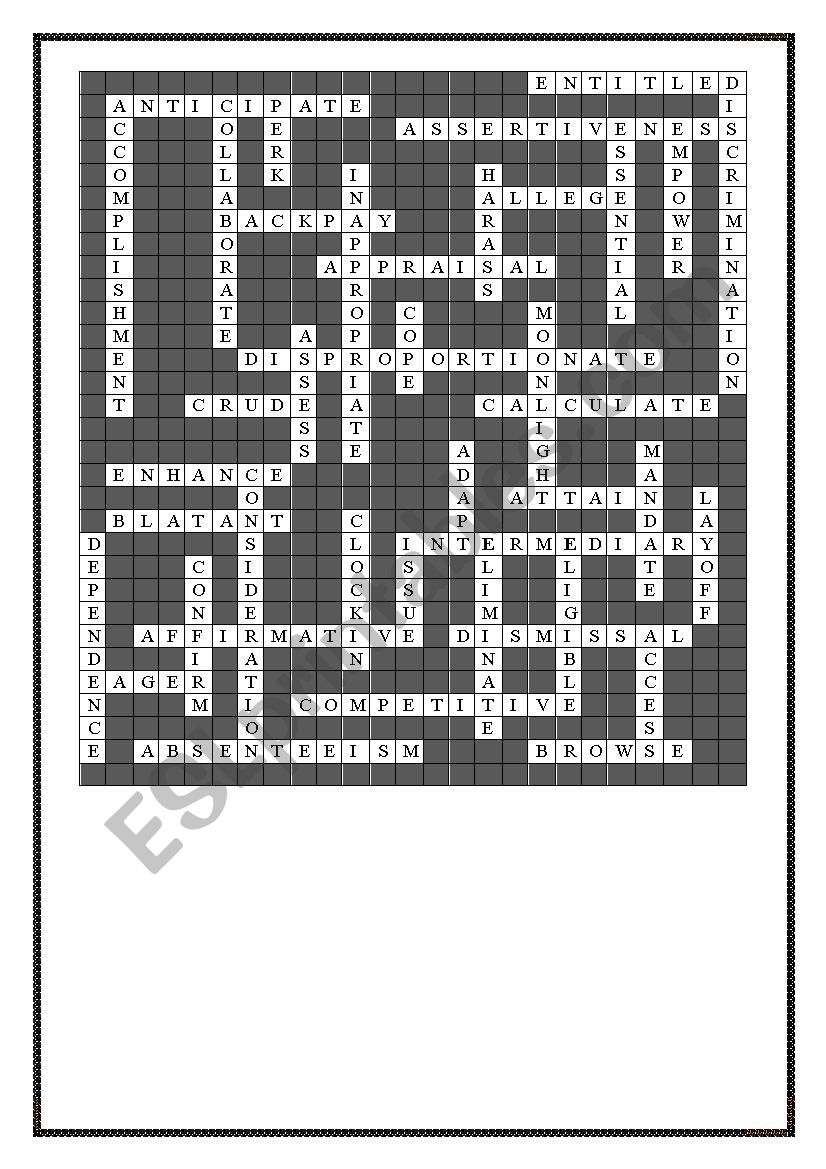 Business English Crossword Printable