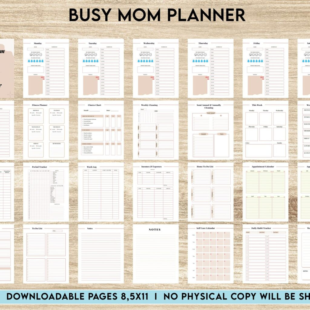 Busy Mom Planner Printable PDF Effortlessly Manage Your Home KDP Interior 8 11