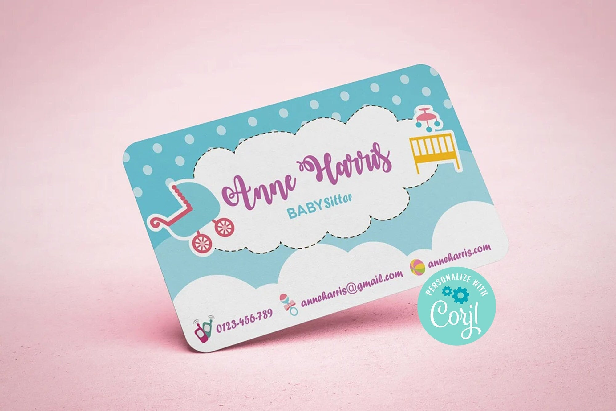 Catchy Babysitting Business Card Cute Babysitting Business Card Download PRINTABLE Business Card For Babysitting Services Etsy