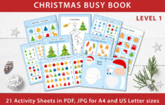 Christmas Printable Activity Busy Book For Preschool PDF JPG