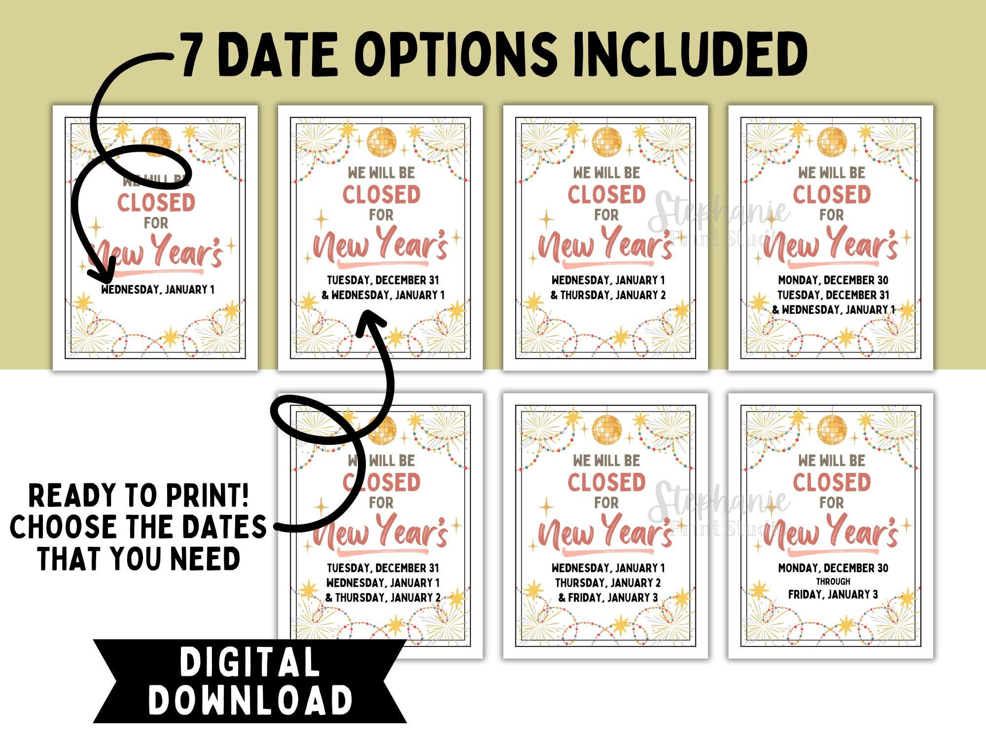 Free Printable New Years Closed Signs For Businesses