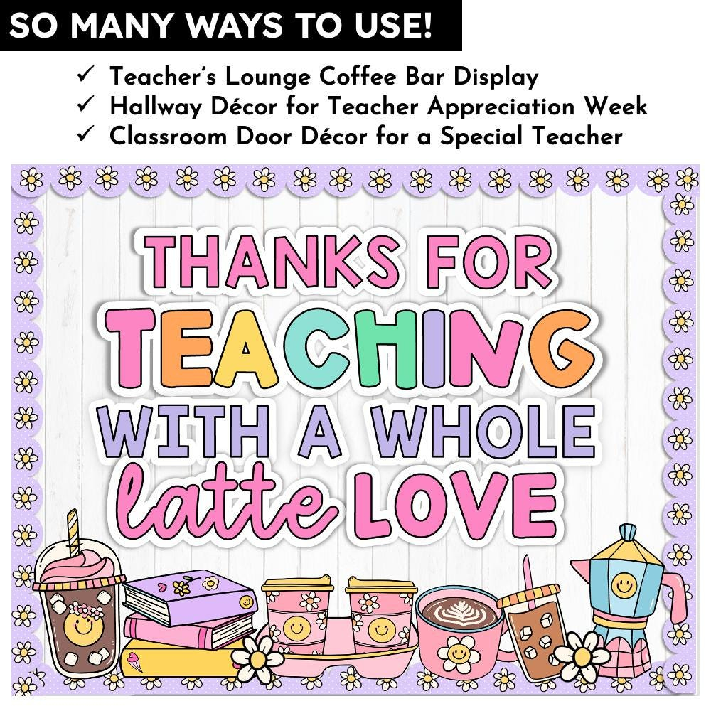 Coffee Theme Teacher Appreciation Bulletin Board Kit digital Download Etsy
