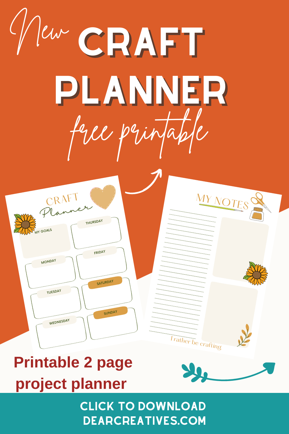 Craft Planner Printables Project Planner Dear Creatives
