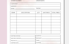 Custom Order Form Template Small Business Order Form Printable