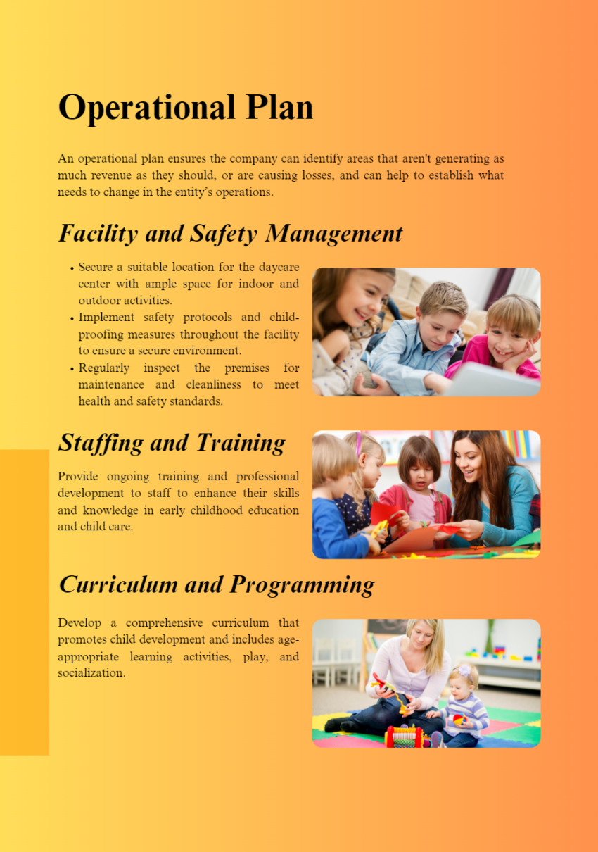 Printable Daycare Business Plan