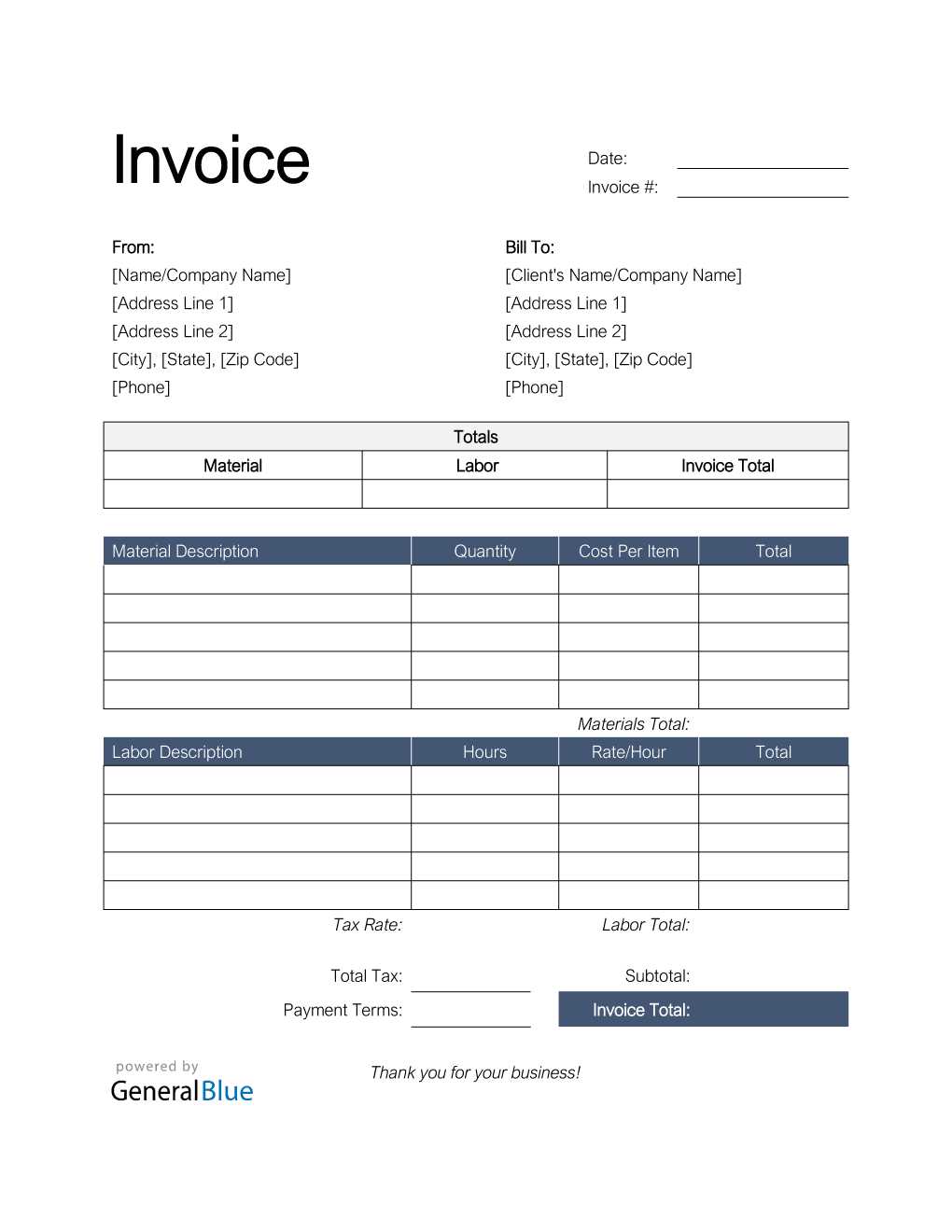 Free Printable Business Invoice Forms