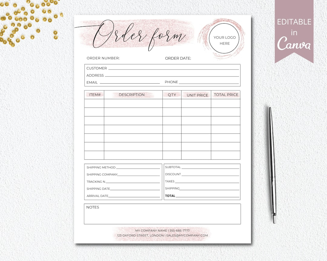 Editable Small Business Free Printable Order Forms