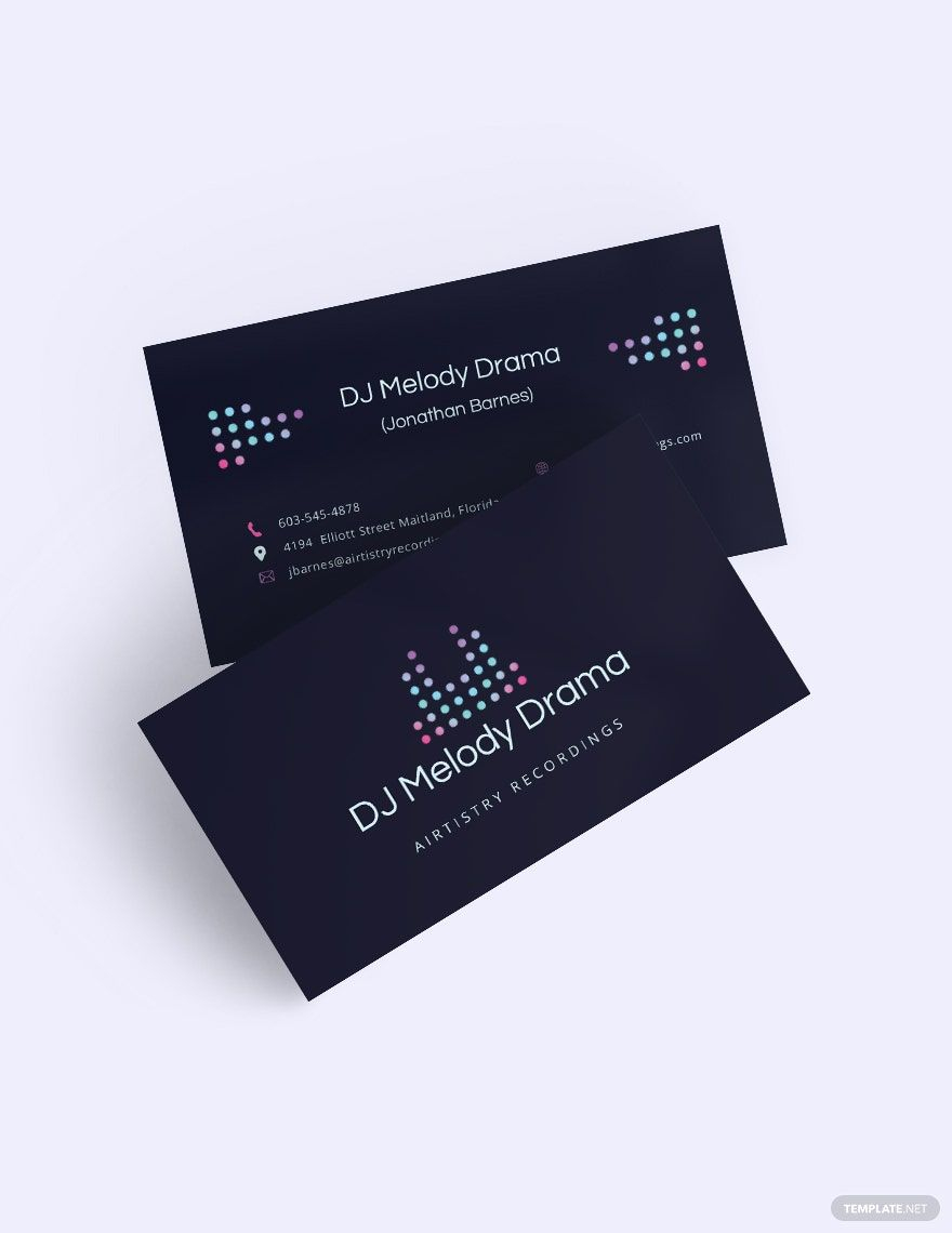 Elegant DJ Business Card Template In Publisher Word Pages Google Docs Download Template