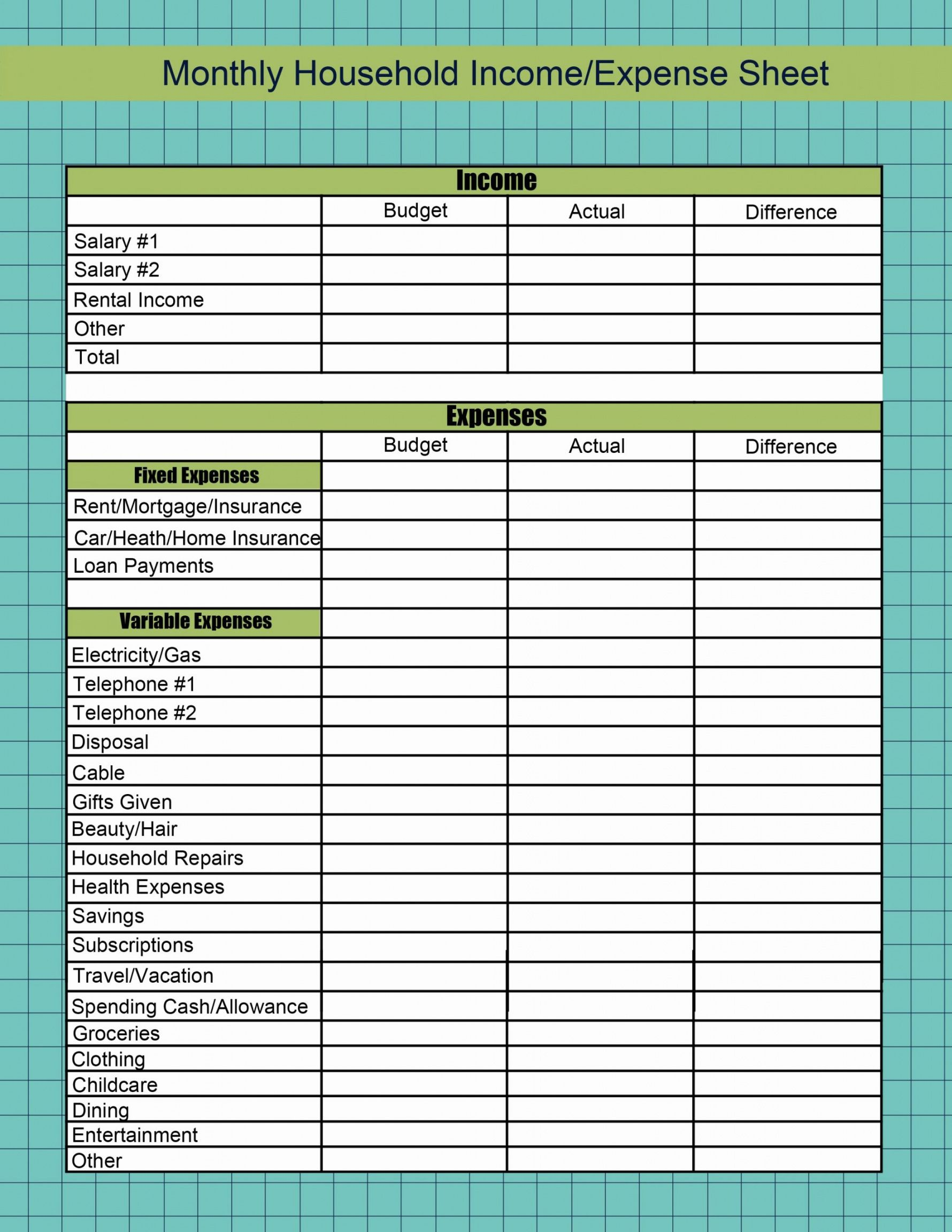 Printable Small Business Spreadsheet For Income and Expenses