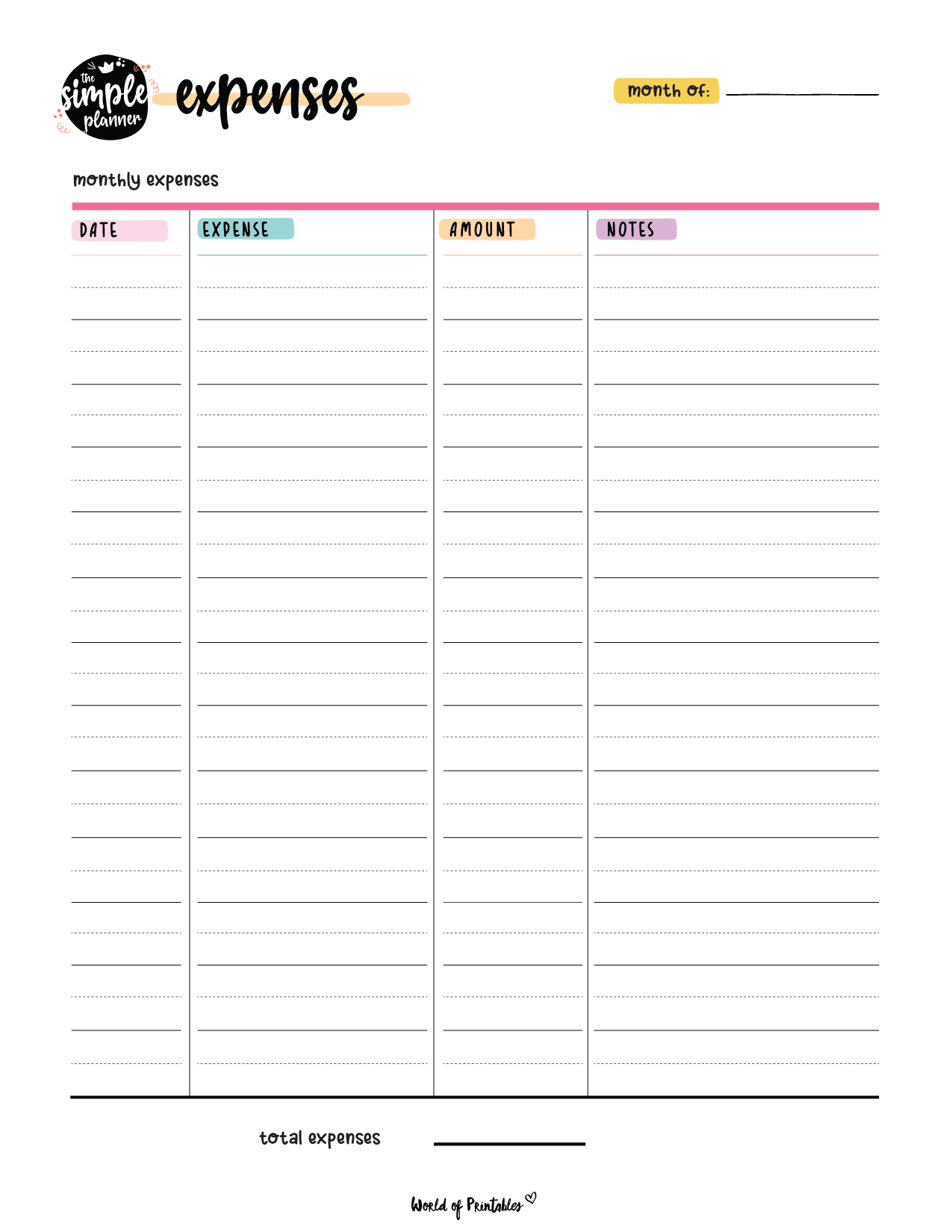 Expense Tracker Templates World Of Printables