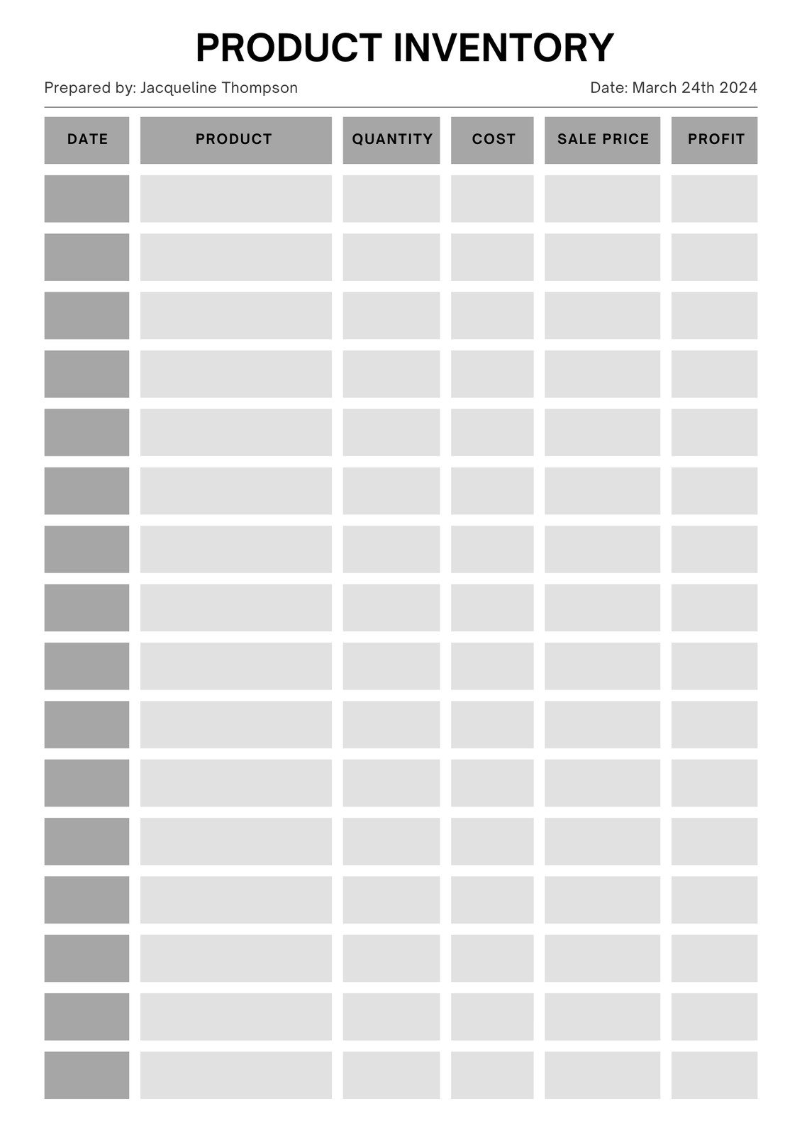 Free And Customizable Inventory Templates