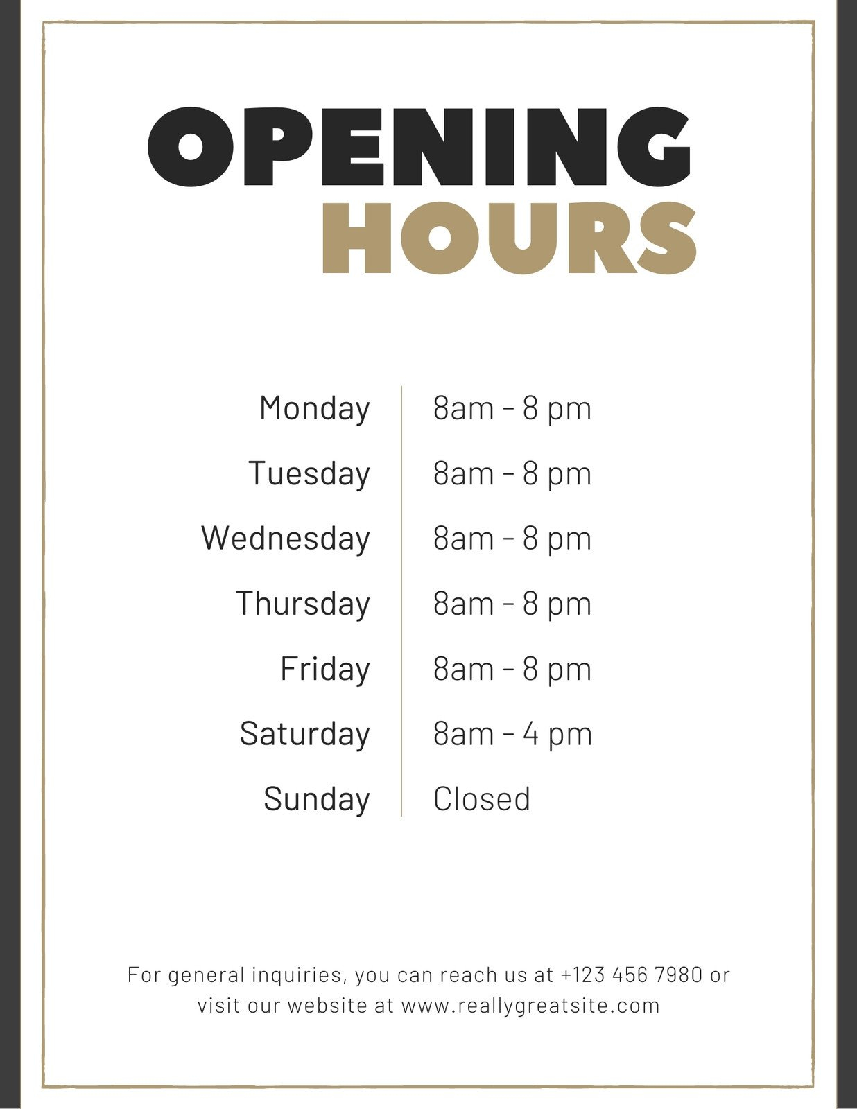 Free And Customizable Opening Hour Templates Canva